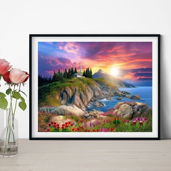 Majestic Gorgeous Landscape Fantasy Art‎ Oil Painting Print - Picture 1 of 6